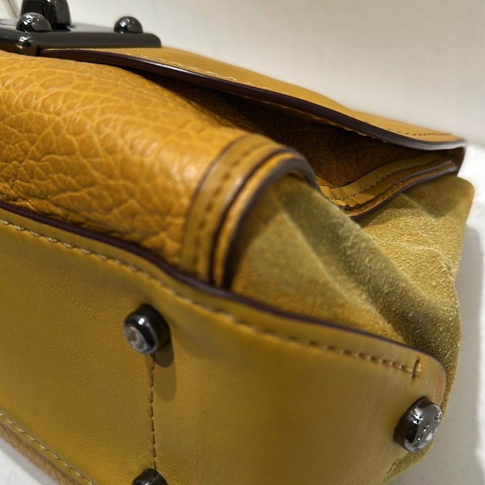 COACH (E1680-38388) “Drifter” Mustard Yellow Leather/ Suede Satchel - Picture 10 of 16